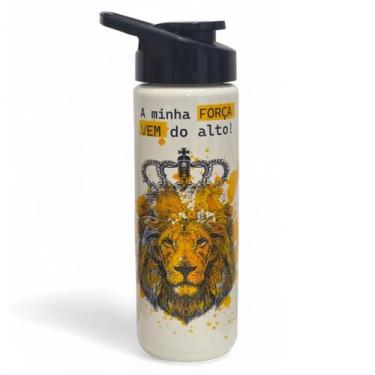 Imagem de Garrafa Água Squeeze Leão de Judá Fé 700ml Academia Escolar - Plasdura
