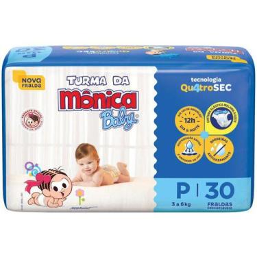 Imagem de Fralda Turma da Mônica Baby Tam. P 3 a 6kg - 30 Unidades