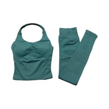 Imagem de Conjunto Ativo Feminino De 2 Peças: Top Halter Com Costas Abertas E Le