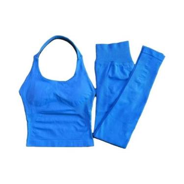 Imagem de Conjunto Ativo Feminino De 2 Peças: Top Halter Com Costas Abertas E Le