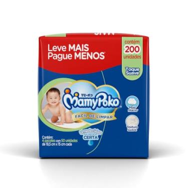 Imagem de MamyPoko Lenços Umedecidos Toque Suave 200 Unidades