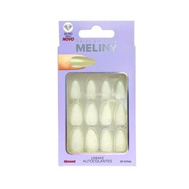 Imagem de Unhas Postiças Autocolantes Formato Almond Tamanho Médio Cor Perola Br