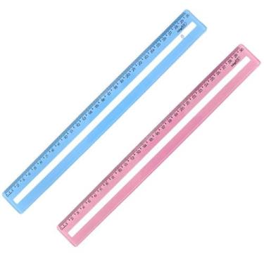 Imagem de Kit 02 Réguas Compacta com Guia de Leitura 30cm Azul/Rosa - Maxcril