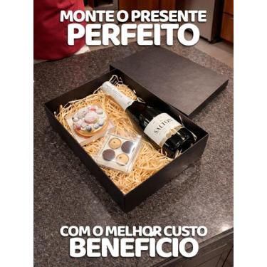 Imagem de Caixa Presente Embalagem Preta Branca Kraft -35x24cm x9cm - Presente E