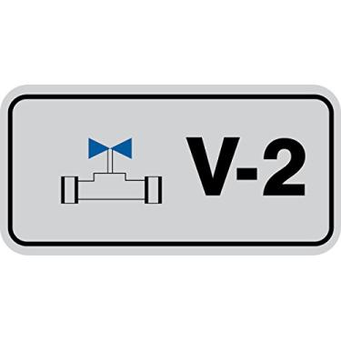 Imagem de Accuform Adesivo Dura-Vinil TDJ402XVM "V-2 Valve" Etiqueta Padrão de Fonte de Energia, 3-1/2" L x 3" C, Preto/Azul sobre Cinza (pacote com 5)