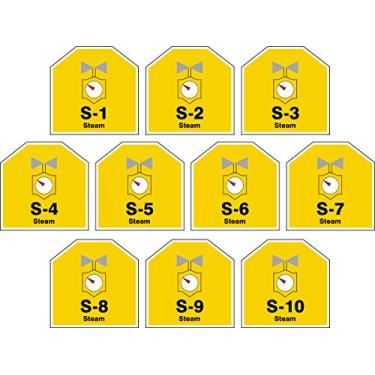 Imagem de Accuform TDJ120XVR Adesivo Dura-Vinyl"Steam" Fonte de Energia ShapeID Tag, Série 1 a 10, 6,3 cm L x 6,3 cm C, preto/cinza/vermelho/branco em amarelo (pacote com 10)