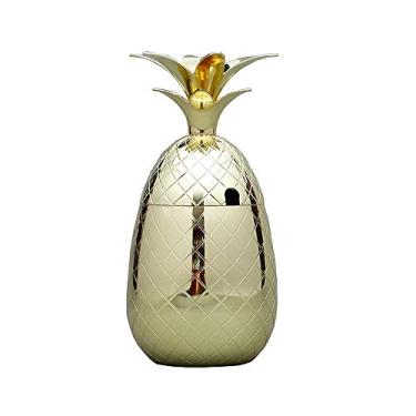 Imagem de Yajun Copo de cobre de metal para coquetéis em forma de abacaxi, copo de vinho, decoração de casa, acessórios de bar, uso de restaurante, dourado