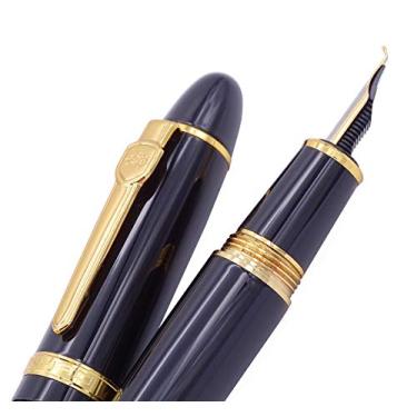 Imagem de Caneta-tinteiro Jinhao 159, ponta dobrada de caneta Fude, acabamento dourado de laca preto, caneta grande e pesada com bolsa e conversor de tinta
