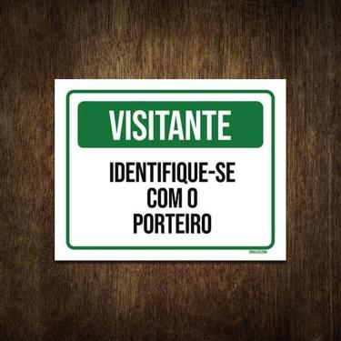 Imagem de Placa Condomínio Visitante Identifique-Se Com Porteiro 27X35