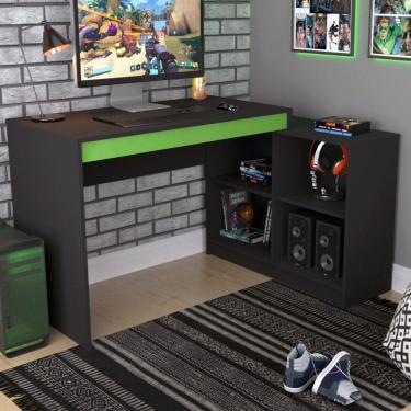 Imagem de Mesa Gamer 4 Nichos B24 Nova Mobile Preto/Verde