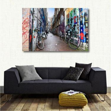 Imagem de Quadro Decorativo Ruas de Amsterdã - Cidades -Tela em Tecido