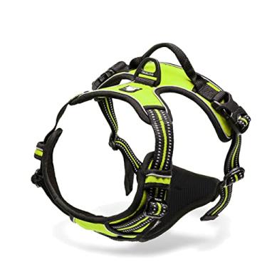 Imagem de Foern Arreio para cães, colete para cães macio durável sem puxar com tira refletiva ajustável, colete acolchoado sem estrangulamento para cães pequenos, médios e grandes, verde, M