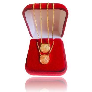 Imagem de Escapulário Medalha De São Jorge E Sagrado Coração De Jesus 60 Cm Banh