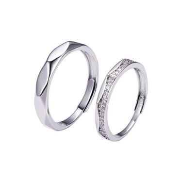 Imagem de MAXBROTHERS Um par de anéis de casal de moda, anel aberto simples, um par de presentes de amor simples e elegantes para homens e mulheres, modelos de casal, anéis de par de luxo leves (3)