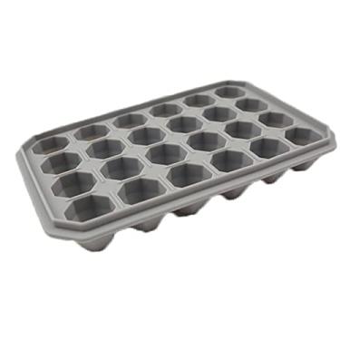 Imagem de Bandeja de cubo de gelo molde de cubo de gelo 24 cavidades bandeja de cubo de gelo de diamante reutilizável fazendo sorvete de silicone molde de geleia de sorvete de uísque ferramenta de barra de festa molde de cubo de gelo (cor: cinza)