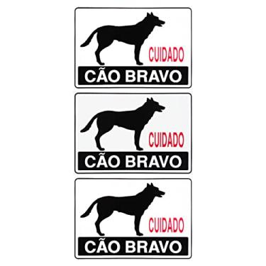 Imagem de Combo 3 Placas De Sinalização Cuidado Cão Bravo 30X20 - Pacific PS22 F5e