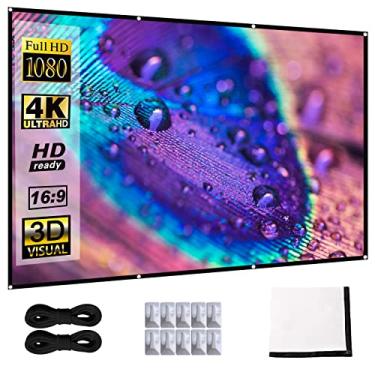 Imagem de Tela de projeção de 120 polegadas 16:9 HD dobrável, antivinco portátil, tela de filmes para home theater, jogos, escritório, apresentações, tela de exibição pública ao ar livre, interior,