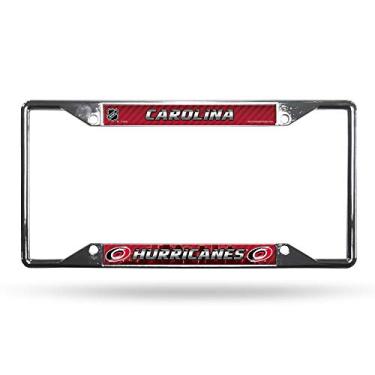 Imagem de Moldura cromada para placa de licença da NHL Rico Industries Easy View, Carolina Hurricanes