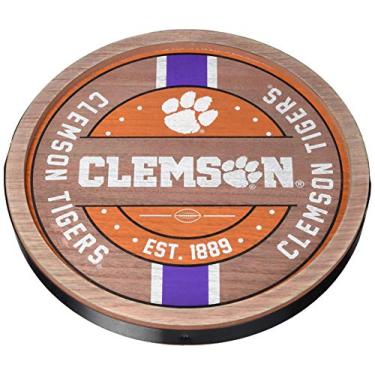 Imagem de NCAA Clemson Tigers placa de madeira unissex com símbolo de barril de madeira, cor da equipe, OS