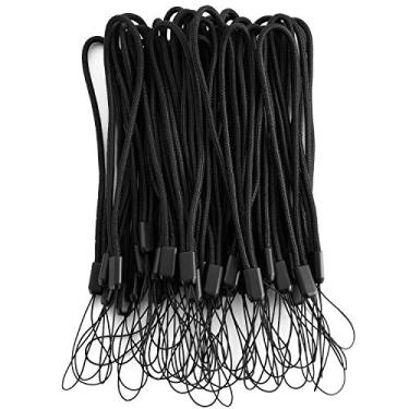Imagem de AMUU Pacote com 50 unidades de cordão leve de pulso preto curto para pen drives, chaves, chaveiros, crachás de identificação e outros itens portáteis