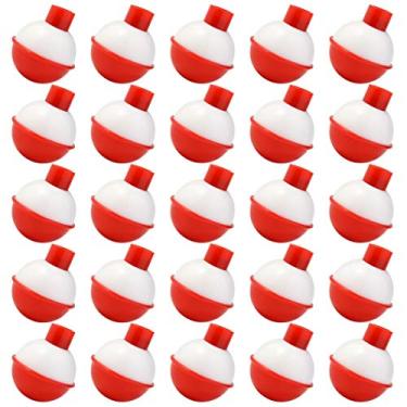 Imagem de Bskifnn 50 peças Bobbins de pesca redondos de 2,5 cm Botão de pressão boia - Material ABS vermelho e branco