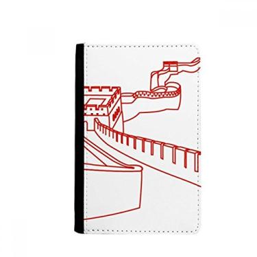 Imagem de Carteira vermelha The Great Wall padrão China porta-passaporte Notecase Burse capa cartão bolsa, Multicolor