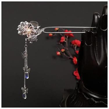 Imagem de Pernas de grampo de cabelo antigo chapéu de cabeça hanfu fantasia antiga acessórios de cabelo joias retrô feminino clássico grampo de cabelo acessórios de cabelo (Cor: OneColor, Tamanho: C)