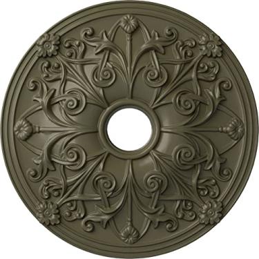 Imagem de Ekena Millwork CM23JAPTF Medalhão de teto Jamie 23 5/8 OD x 3 ID x 2 1/8 P (serve para dosséis de até 3 7/8), tartaruga pintada