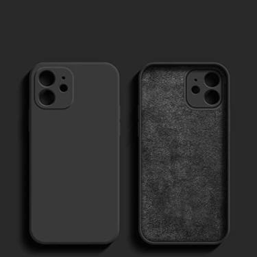 Imagem de Capa de telefone de silicone líquido preta para iPhone 13 12 11 14 Pro XS Max XR X 8 7 6S 6 Plus SE 2020 Capa traseira macia para proteção de câmera, preta, para iphone 12