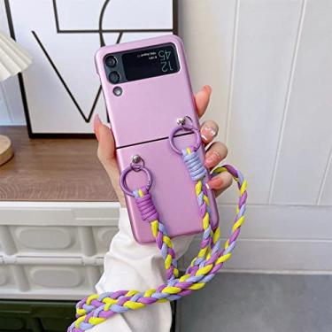 Imagem de Colar tiracolo cordão torcido estojo galvanizado para Samsung Galaxy Z Flip 3 4 5G Z Flip3 Flip4 Zflip4 Capa, b, para Z Flip 3