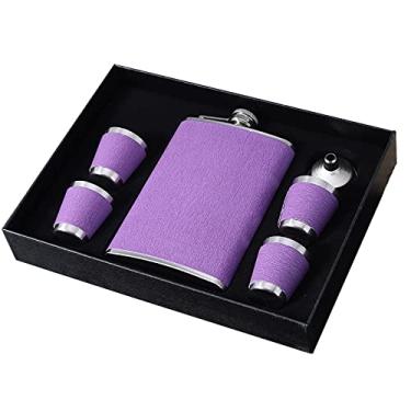 Imagem de Garrafa de bolso de 265 ml para uísque com funil e caixa de aço inoxidável e à prova de vazamento