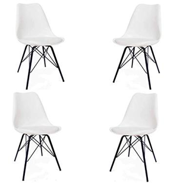 Imagem de 04 Cadeiras Saarinen Leda Tower Preto Design Branco - Cadeiras de Jantar