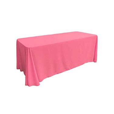 Imagem de LA Linen Toalha de mesa retangular de popelina de poliéster, 228 cm x 396 cm, rosa choque