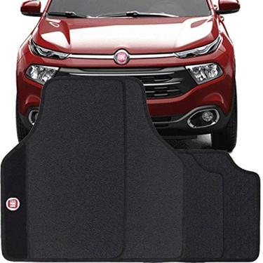 Imagem de Jogo de Tapete Borracha Pvc Universal Fiat Toro 2017 18 19 Preto Bordado Carpete Antiderrapante Impermeável