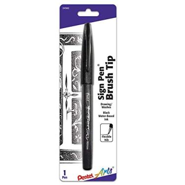 Imagem de Pentel Caneta Touch com ponta de pincel Fude, tinta preta – 1 pacote (SES15NBPA)