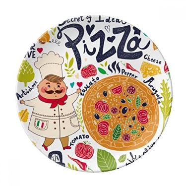 Imagem de Cozinha Pizza Italiana Tomate Comida Prato Decorativo Porcelana Salver Prato de Jantar