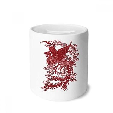 Imagem de DIYthinker Porta-moedas de cerâmica com retrato de pássaro de fênix chinês porta-moedas presente de cofrinho