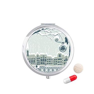 Imagem de Caixa de armazenamento de remédios com porta-comprimidos, pássaro da neve e cidade