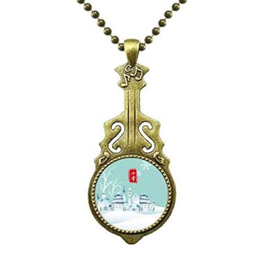 Imagem de DIYthinker Colar Snow Twenty com padrão solar e quatro pingentes de música de guitarra antiga