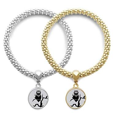 Imagem de DIYthinker Coruja Árvore Noite Dia das Bruxas Pulseira Pingente Joias Presente de Casal