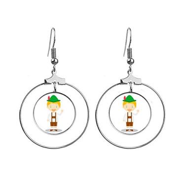 Imagem de Brincos de argola com pingente de argola verde e marrom alemão