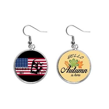 Imagem de American Flag Presidents Day Brid Ear Pingente Folha Outono Brinco Joia