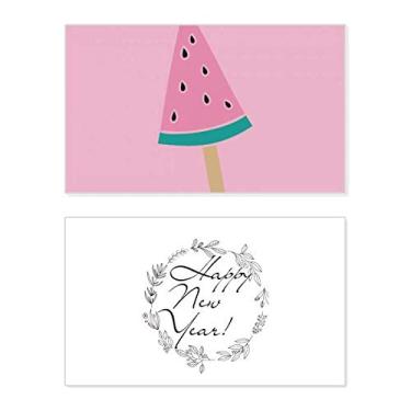 Imagem de Melancia rosa doce sorvete picolé ano novo festival cartão felicitações mensagem presente