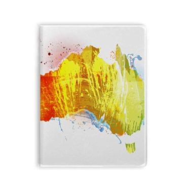 Imagem de Caderno com ilustração de mapa colorido da Austrália, capa de chiclete, diário de capa macia