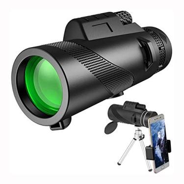 Imagem de Telescópio monocular, 40X60 de alta definição de zoom de alta potência BAK4 Prisma e FMC HD Binóculos monoculares à prova d'água para acampamento de observação de pássaros, com suporte para smartphone e tripé