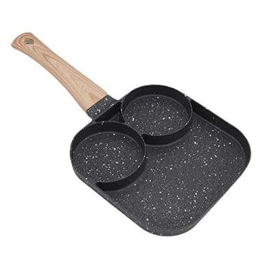 Imagem de MISNODE Frigideira antiaderente de 3 seções, panela de ovo frito, panela 2 em 1, panela dividida, frigideira de ovos, fritadeira de café da manhã, alça para cozinhar presunto, omelete