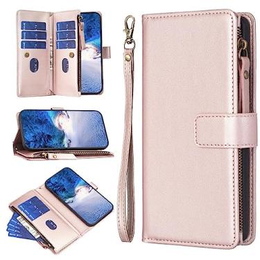 Imagem de Capa Carteira 2 In 1 Wallet Case Compatible With MOTO G73/5G,Premium Leather Magnetic Zipper Pouch Wristlet Flip Phone Cover with [Card Slots][Wrist Strap][Money Pocket] (Color : Pink)