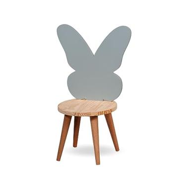 Imagem de Cadeira Borboleta Infantil Madeira Banqueta Maior Cinza