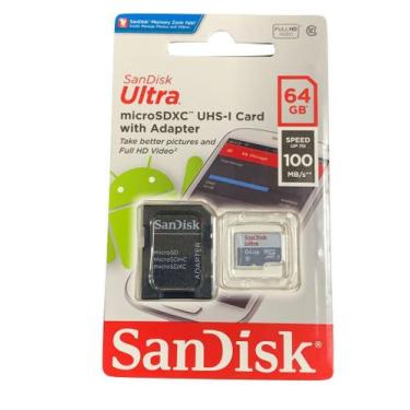 Imagem de Cartão De Memoria Sandisk Ultra Microsdxc 64Gb 100Mb/S Com Adaptador