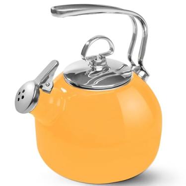 Imagem de Chantal Chaleira clássica, 1,8 L, esmalte em aço, apito de gaita de 2 tons, fervura rápida e aquecimento uniforme (calêndula)